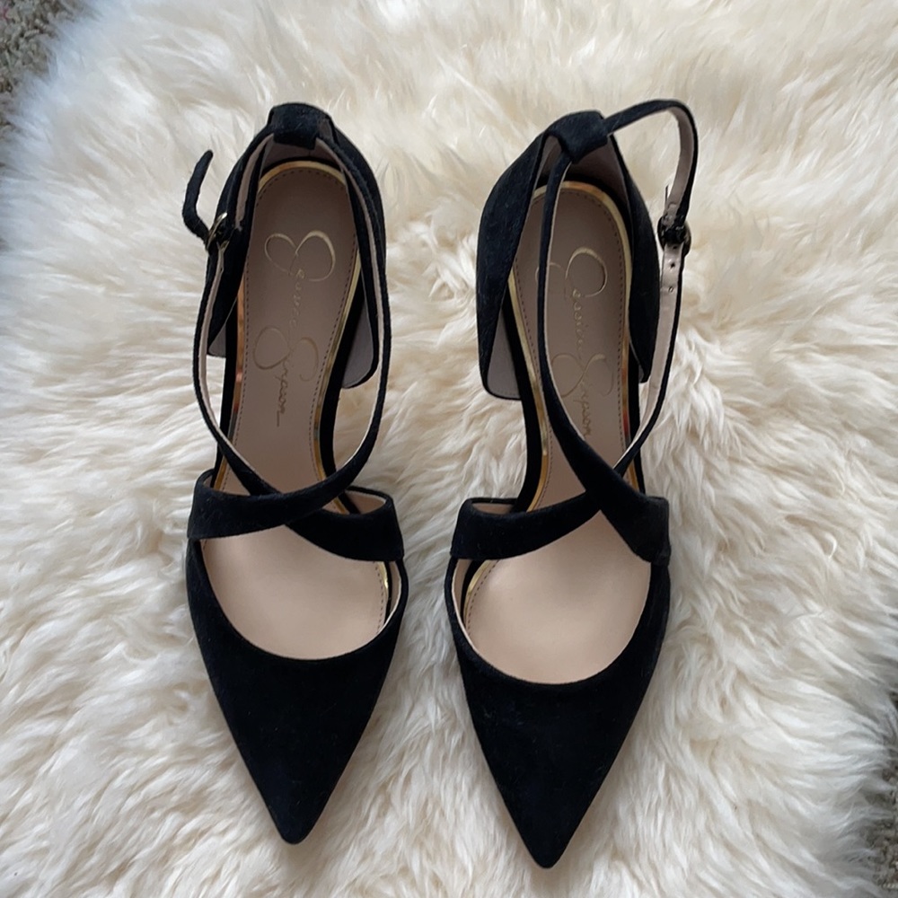 Black high-heeled shoes